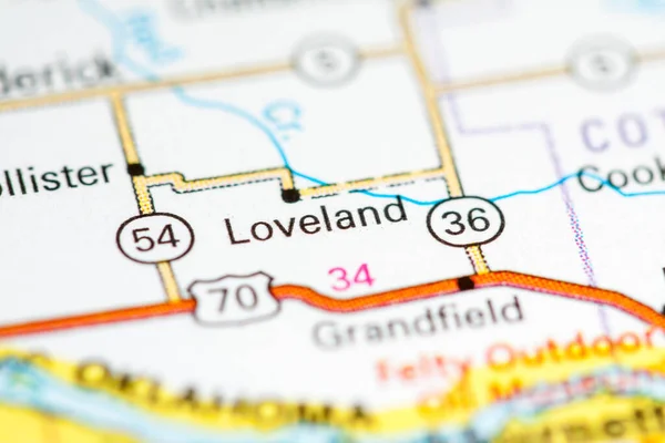Loveland Oklahoma Eua Sobre Mapa — Fotografia de Stock