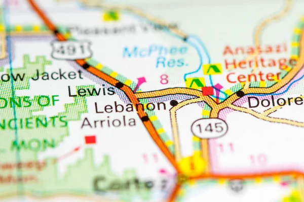 Libanon Colorado Usa Auf Einer Karte — Stockfoto