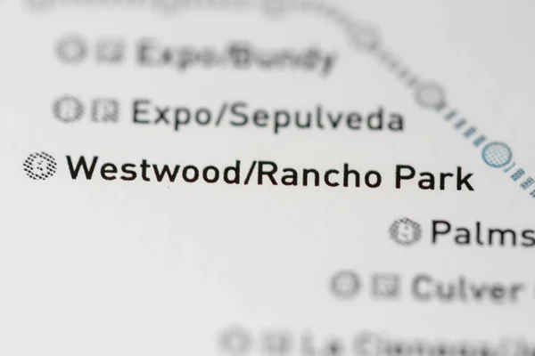 Станція Westwood Rancho Park Карта Метро Лос Анджелеса Карті — стокове фото