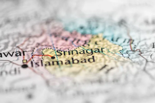 Srinagar. India on the map