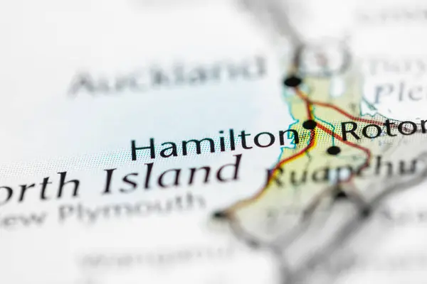 Hamilton Nuova Zelanda Sulla Mappa — Foto Stock