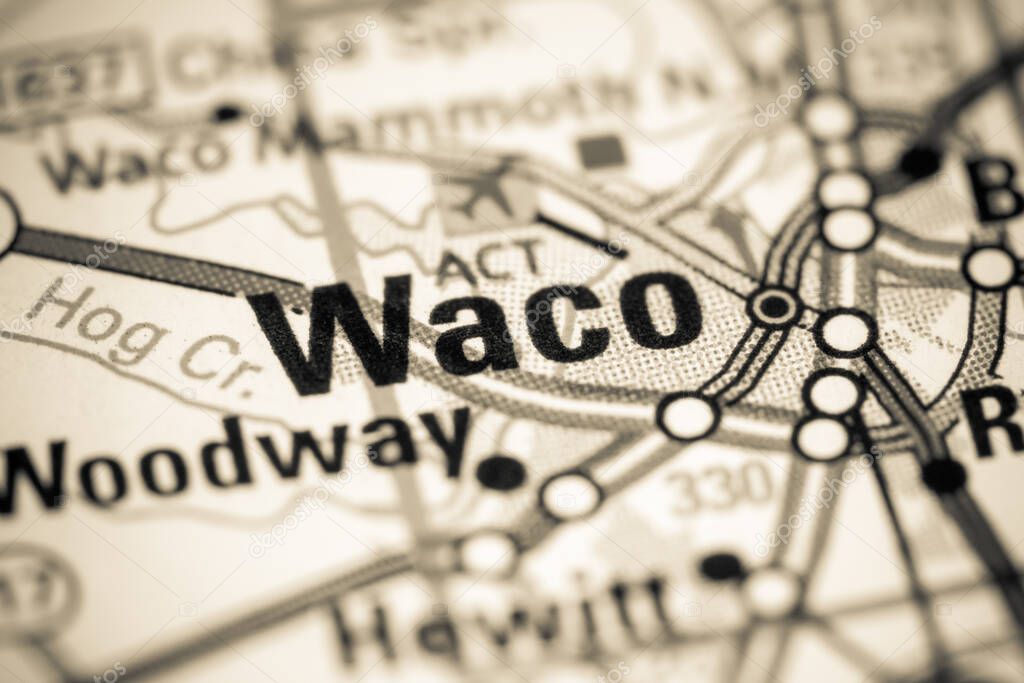 Waco. Texas. USA on a map