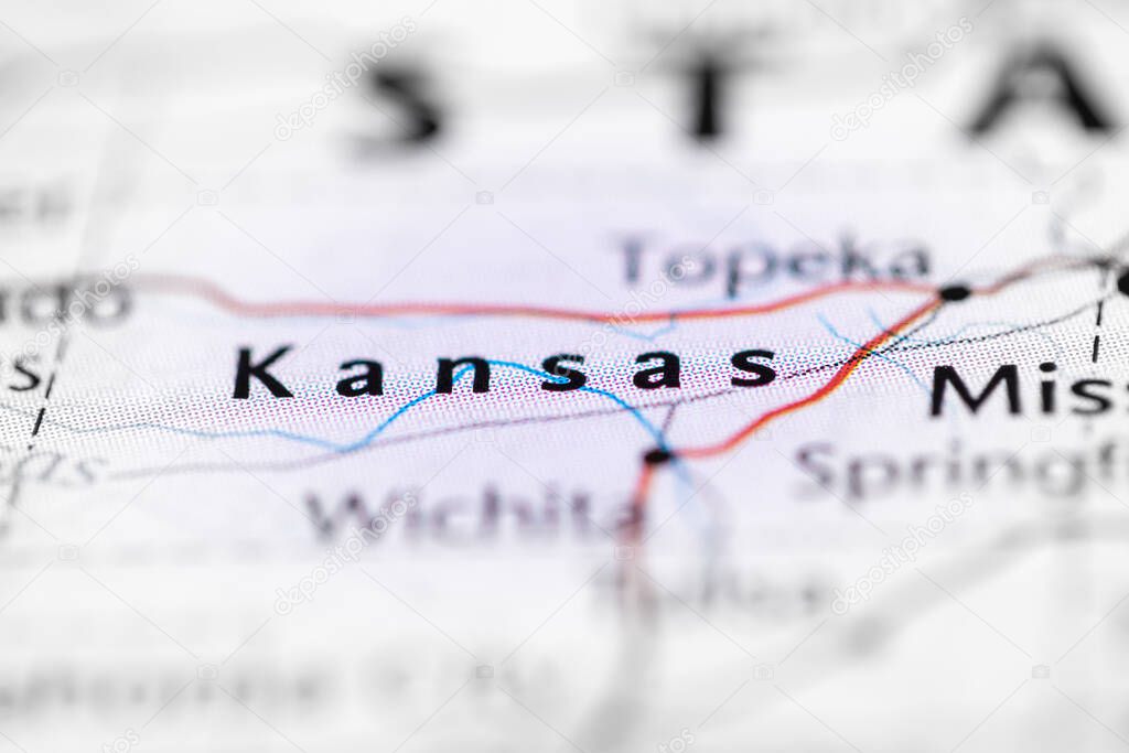 Kansas. USA on the map