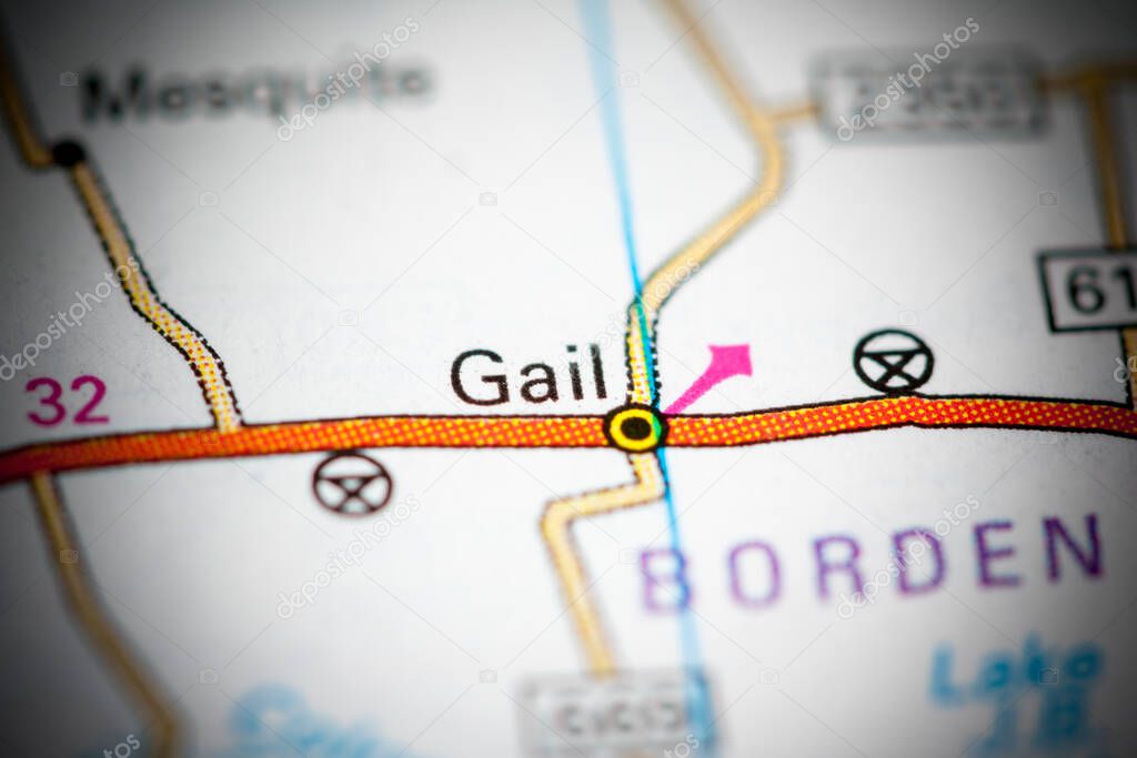 Gail. Texas. USA on a map