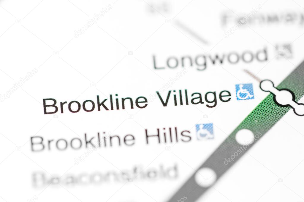 Brookline Village Station. Boston Metro map.