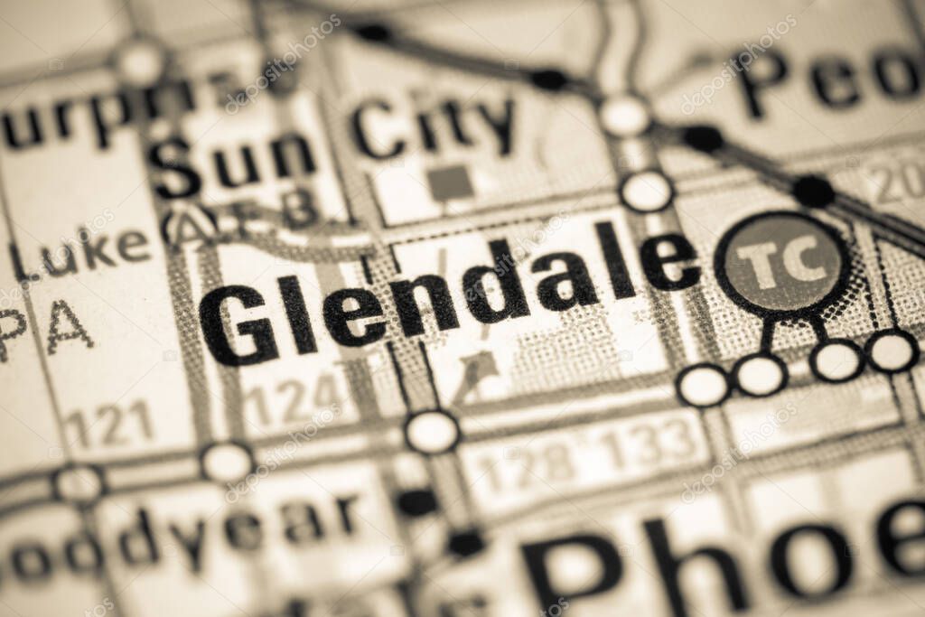 Glendale. Arizona. USA on a map