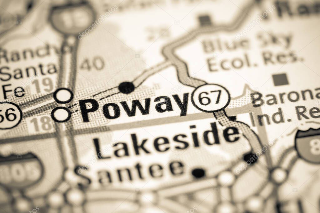 Poway. California. USA on a map