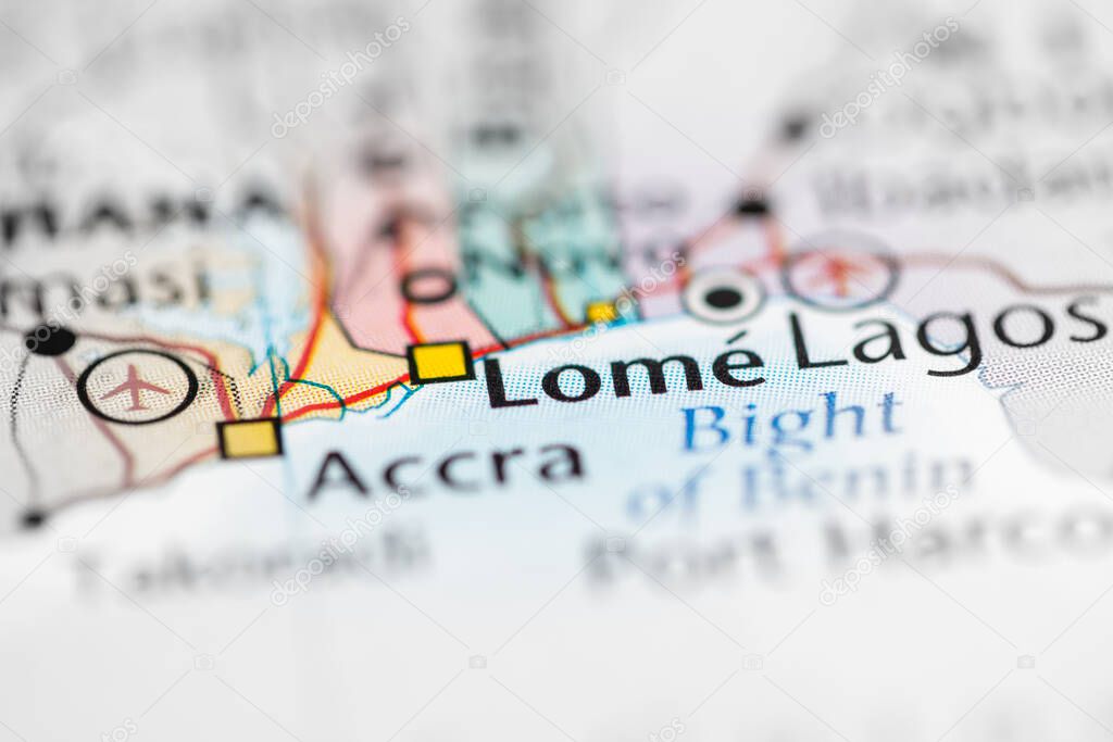 Lome. Togo on the map