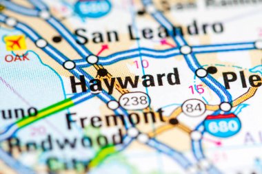 Hayward. California. USA on a map clipart