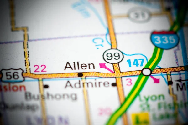 Allen Kansas Eeuu Mapa — Foto de Stock