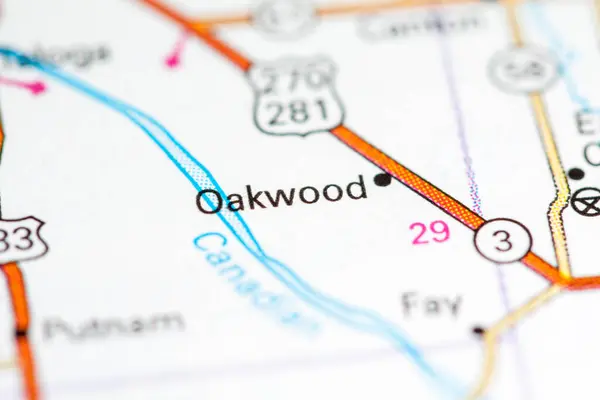 Oakwood Oklahoma Usa Mapě — Stock fotografie