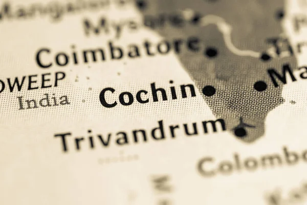 Cochin, India on the map