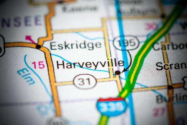 Harveyville Kansas Eua Sobre Mapa — Fotografia de Stock