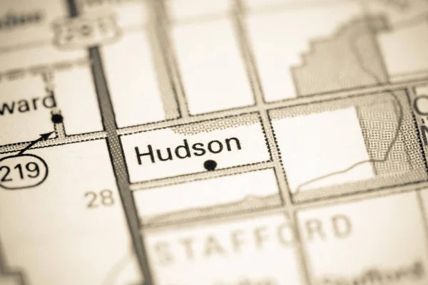 Hudson Kansas Stati Uniti Una Mappa — Foto Stock