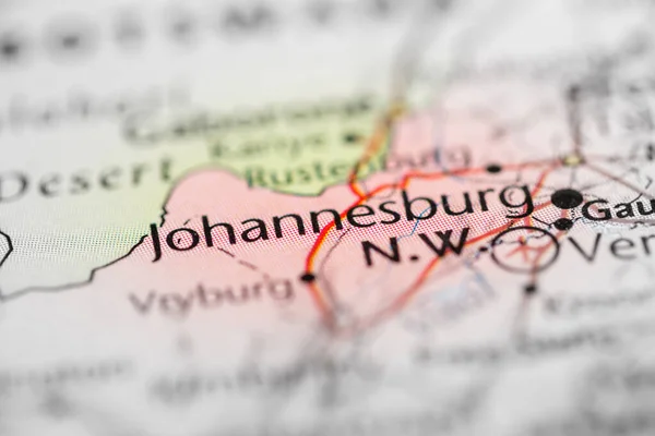 Johannesburg. South Africa on a map