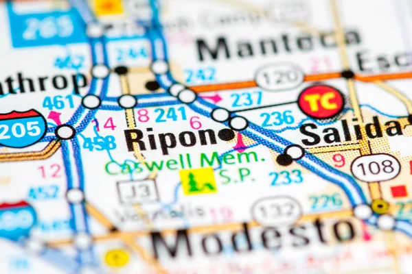 Ripon加州 地图上的美国 — 图库照片