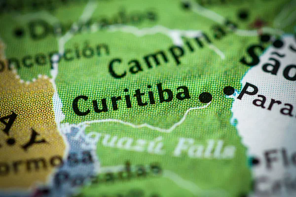 Curitiba Brésil Sur Carte — Photo