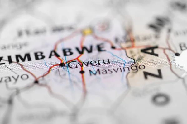 Gweru Zimbabwe Sulla Mappa — Foto Stock