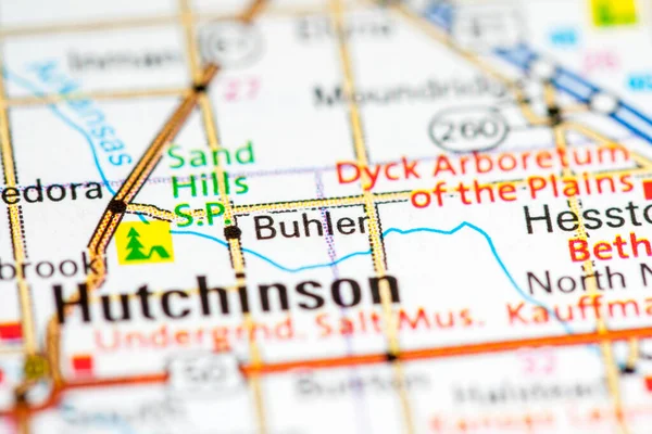 Buhler 堪萨斯州 地图上的Usa — 图库照片
