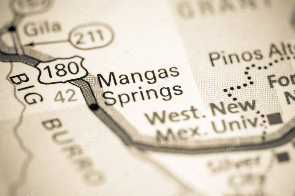 Mangas Springs. New Mexico. USA on a map