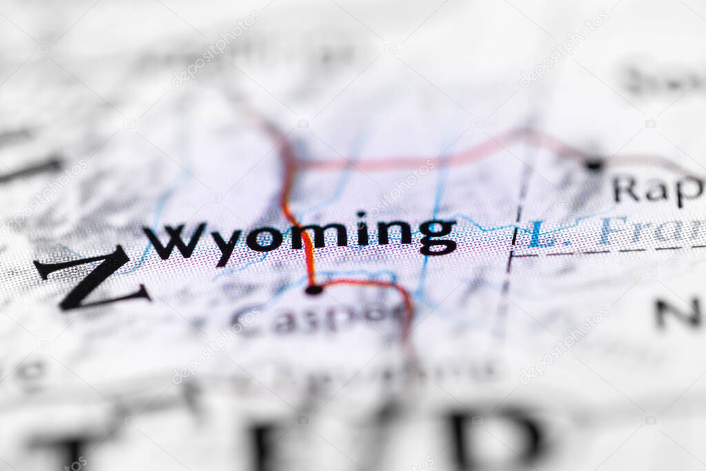 Wyoming. USA on the map
