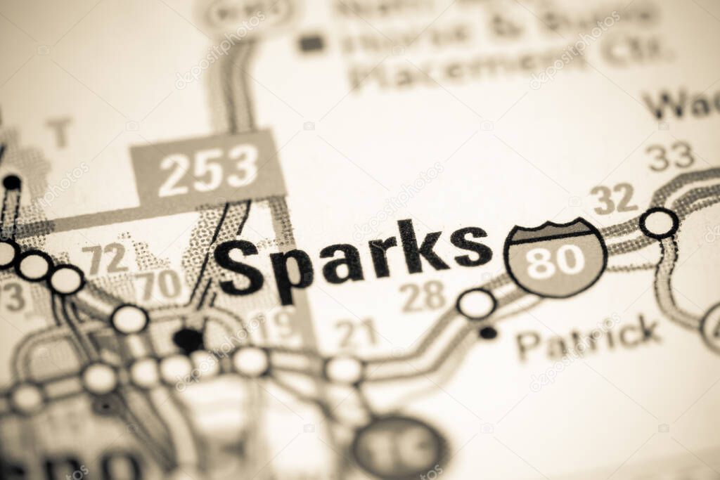 Sparks. Nevada. USA on a map
