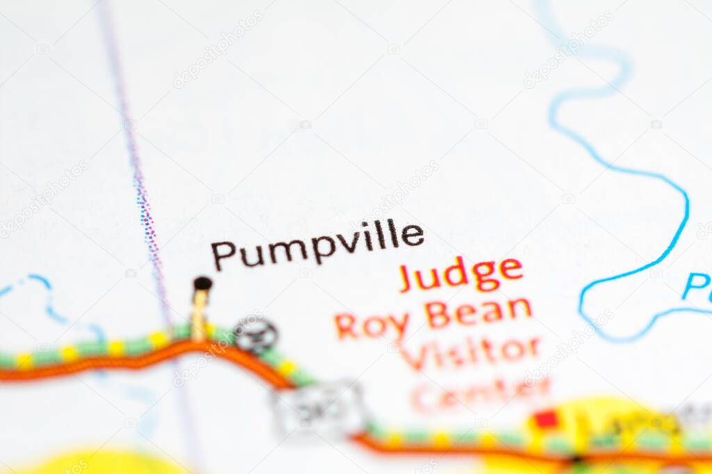 Pumpville. Texas. USA on a map