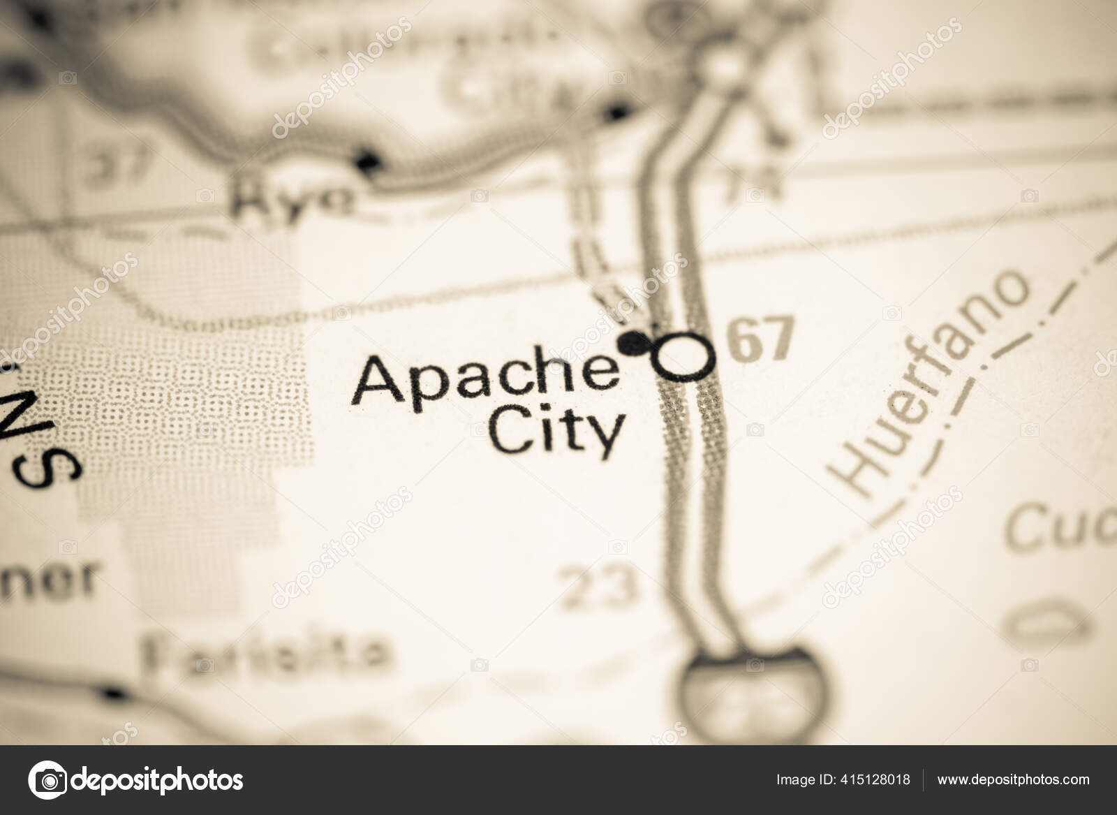 Город Апачей Колорадо Сша Карте Стоковое Фото.