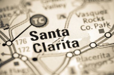 Santa Clarita. California. USA on a map clipart