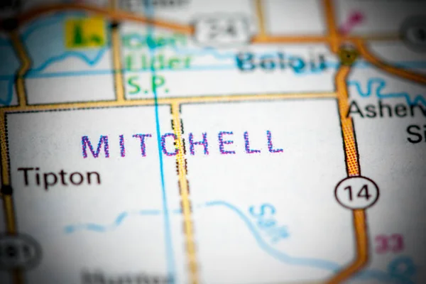 米切尔Mitchell 堪萨斯州 地图上的Usa — 图库照片