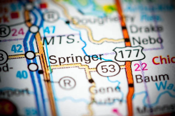 Springer Vagyok Oklahomában Usa Térképen — Stock Fotó