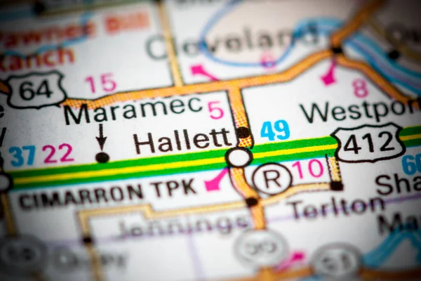 Hallett 俄克拉荷马州 地图上的Usa — 图库照片