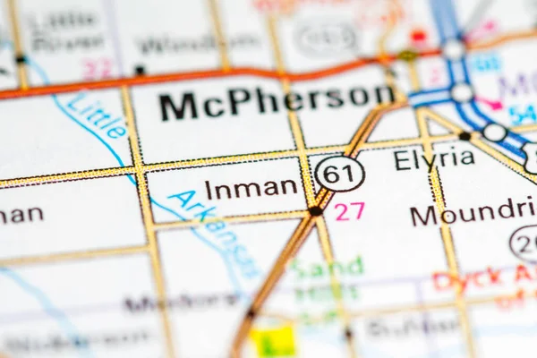 Inman Kansas Eeuu Mapa — Foto de Stock