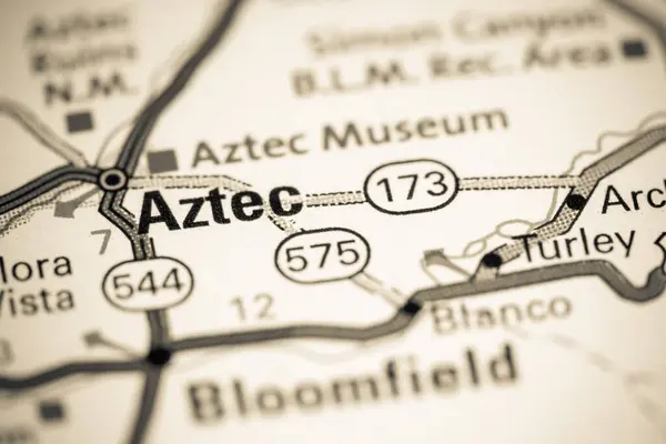 Aztec. New Mexico. USA on a map