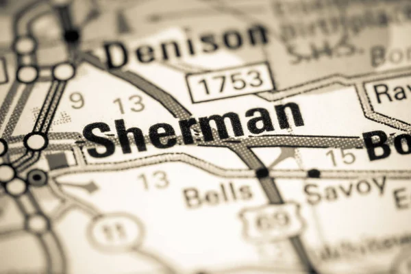 Sherman Texas Stati Uniti Una Mappa — Foto Stock
