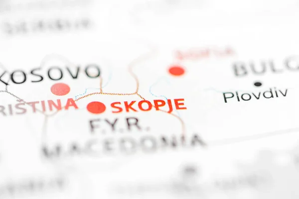 Skopje Macédoine Sur Carte — Photo