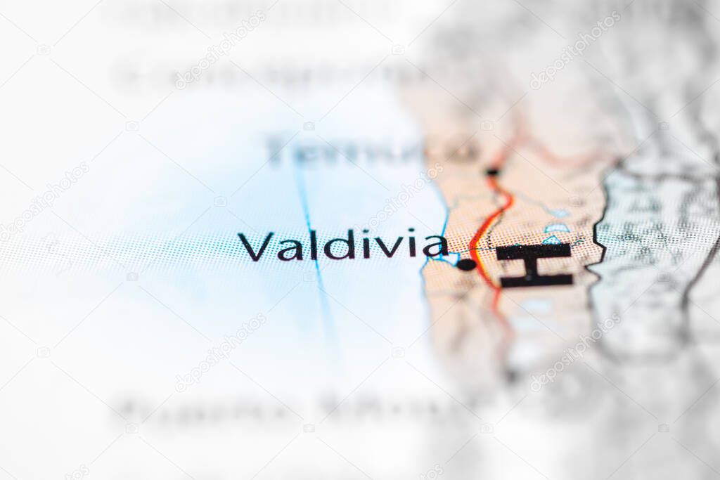 Valdivia. Chile on the map