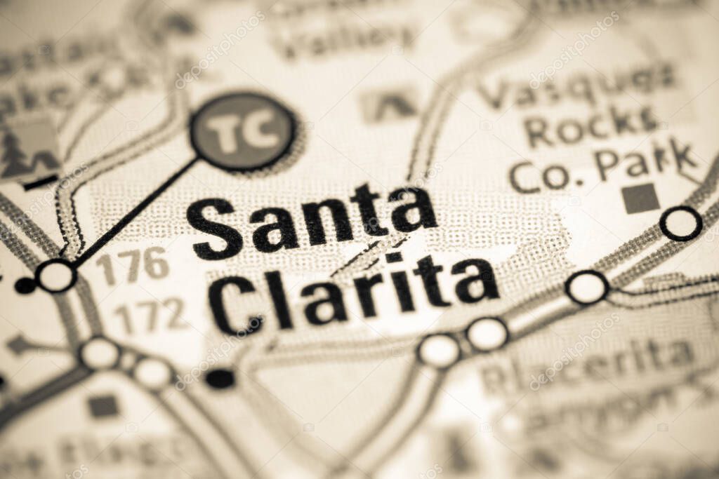 Santa Clarita. California. USA on a map