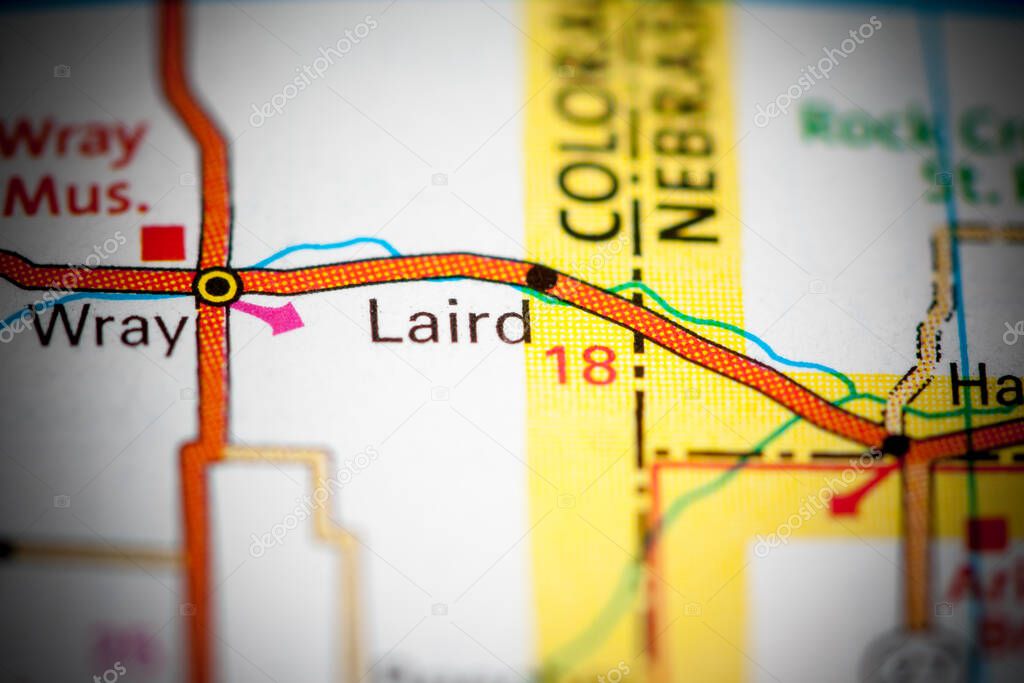 Laird. Colorado. USA on a map