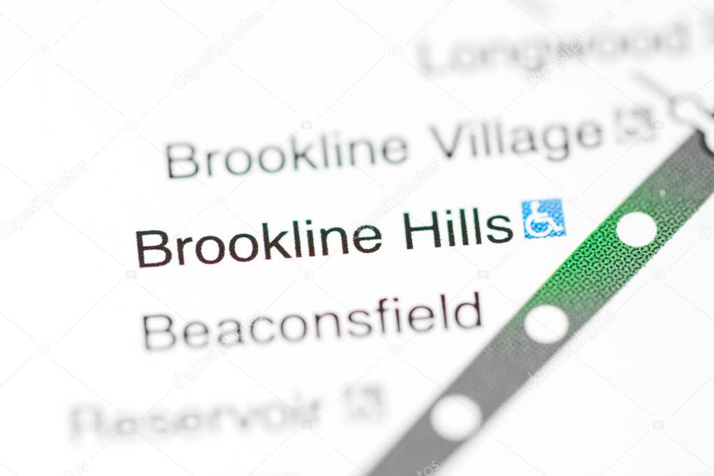 Brookline Hills Station. Boston Metro map.