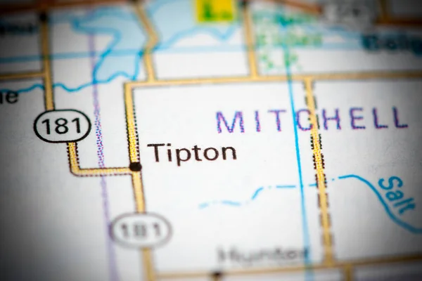 Tipton 堪萨斯州 地图上的Usa — 图库照片