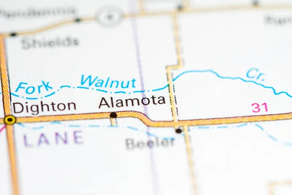 Alamota Kansas Stati Uniti Una Mappa — Foto Stock