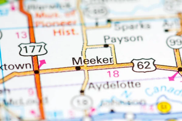 Meekere Oklahoma Usa Mapě — Stock fotografie