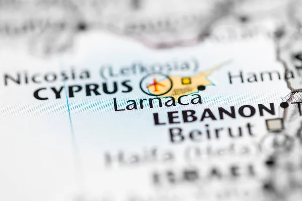 Larnaca. Cyprus on a map