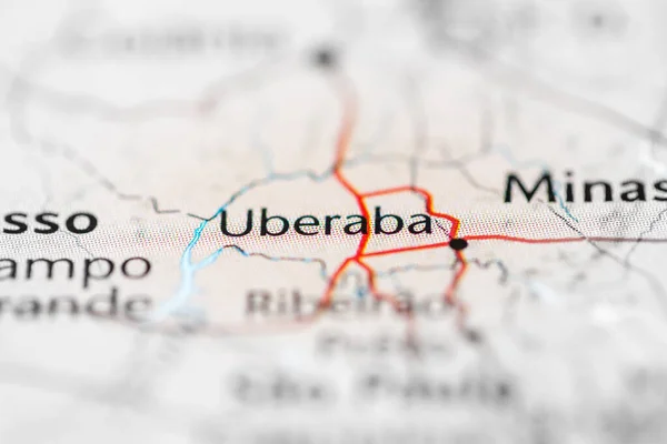 Ουμπεράμπα Βραζιλία Στο Χάρτη — Φωτογραφία Αρχείου