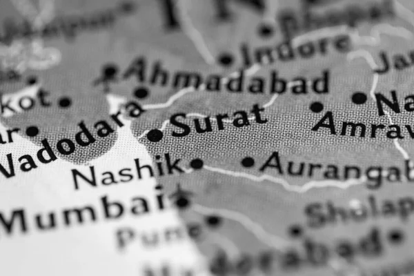 Surat, India on the map
