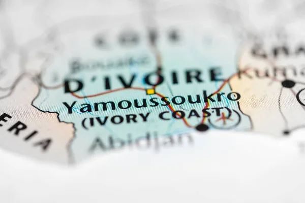 Yamoussoukro Costa Marfil Mapa — Foto de Stock