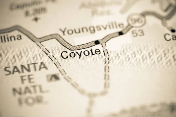 Coyote. New Mexico. USA on a map