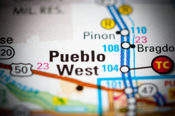 Pueblo Oeste Colorado Eeuu Mapa — Foto de Stock