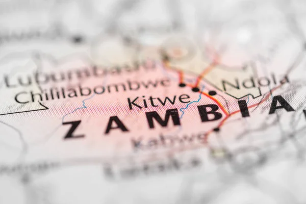 Kitwe Zambia Sulla Mappa — Foto Stock